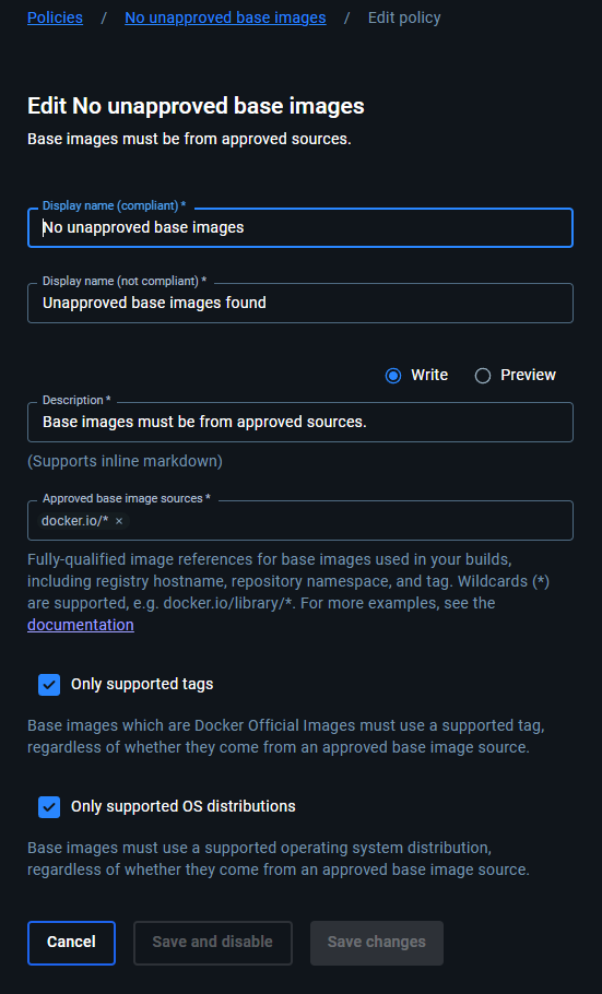 Base Image Policy