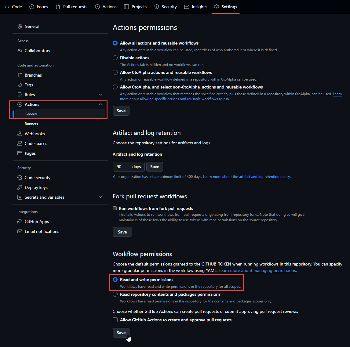 Repository Settings